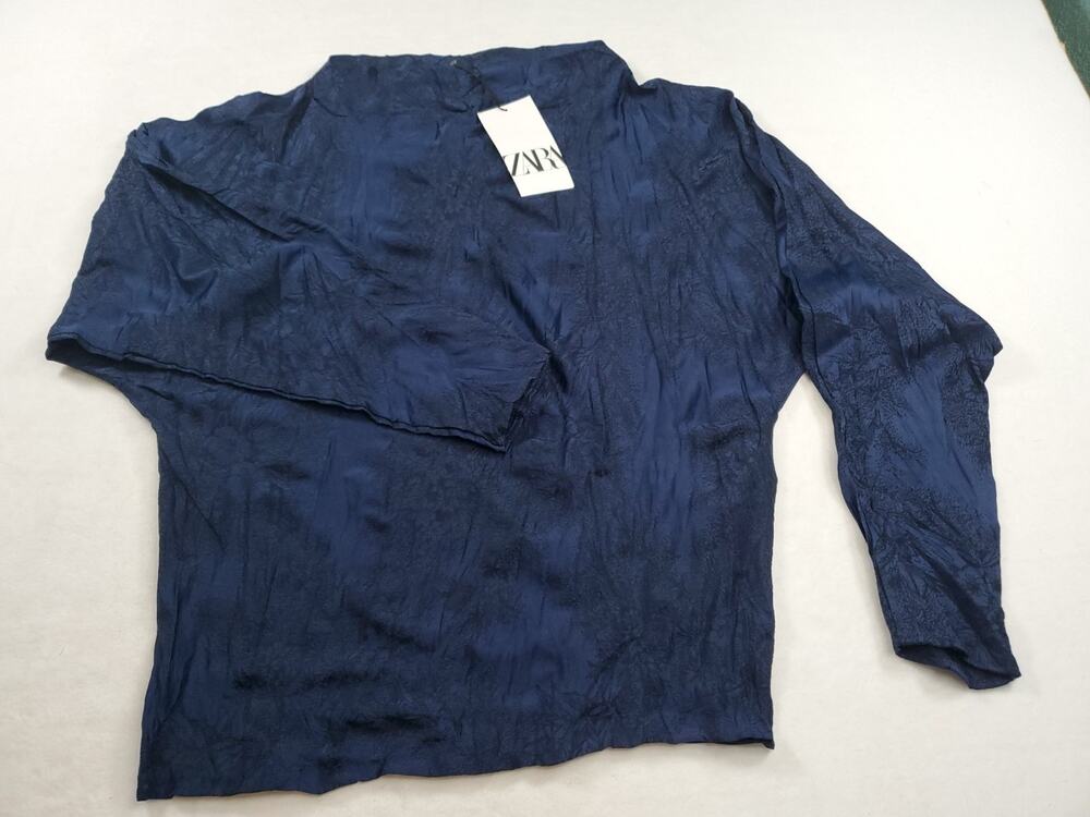 Zara Navy Blue Sz Small Long-Sleeve Pullover Top
